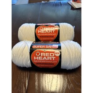 Lot of 2 Red Heart Super‎ Saver Soft White 4 Ply Acrylic Yarn